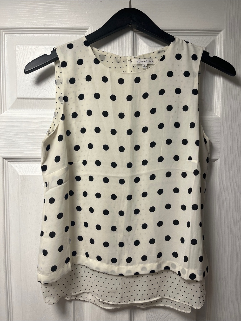 Rose & Olive Ivory Polka Dot Layered Sleeveless Top